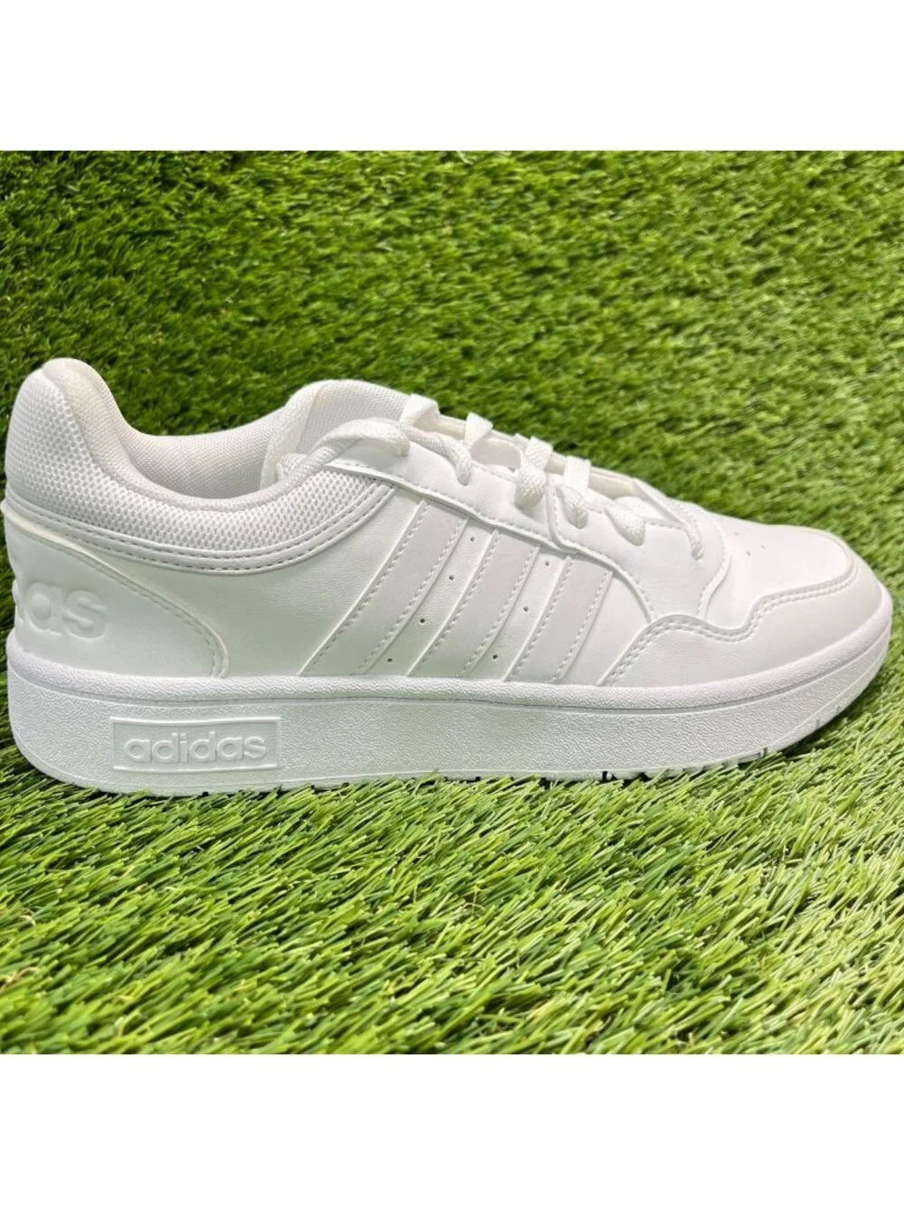 Adidas Hoops 3.0 Womens Size 9 Triple White Athletic Basketball Shoes Sneakers